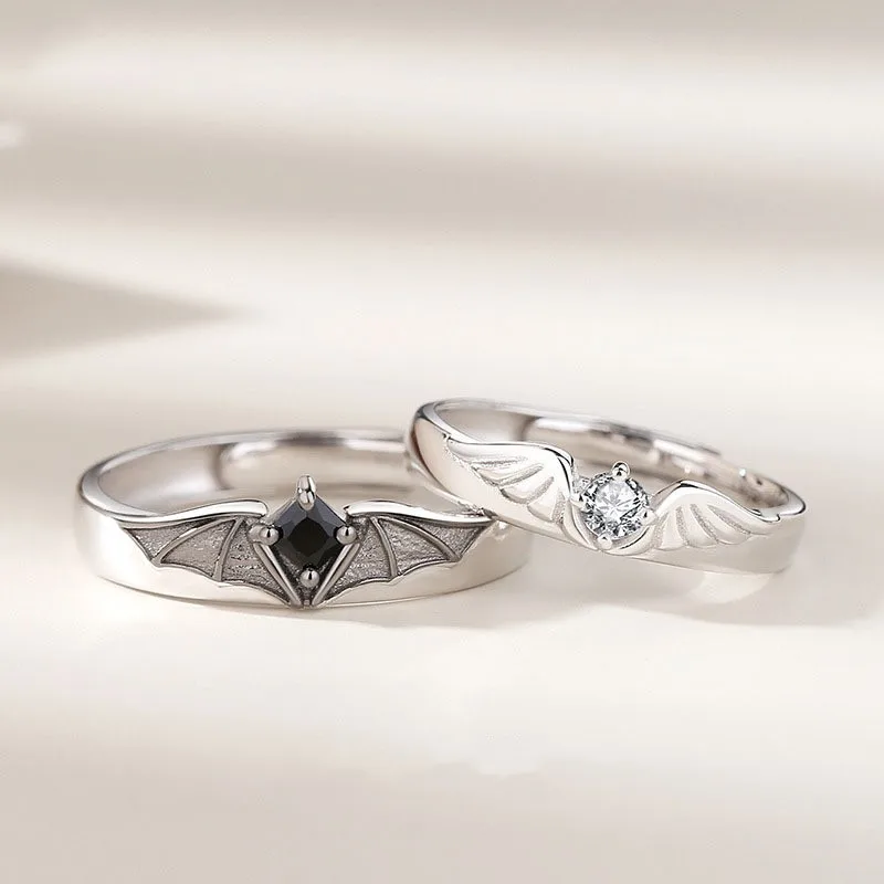 New Romantic Angel Demon Wings Couple Rings Fashion Design Personality Wing Adjustable Ring for Women Men Lovers Jewelry Gift