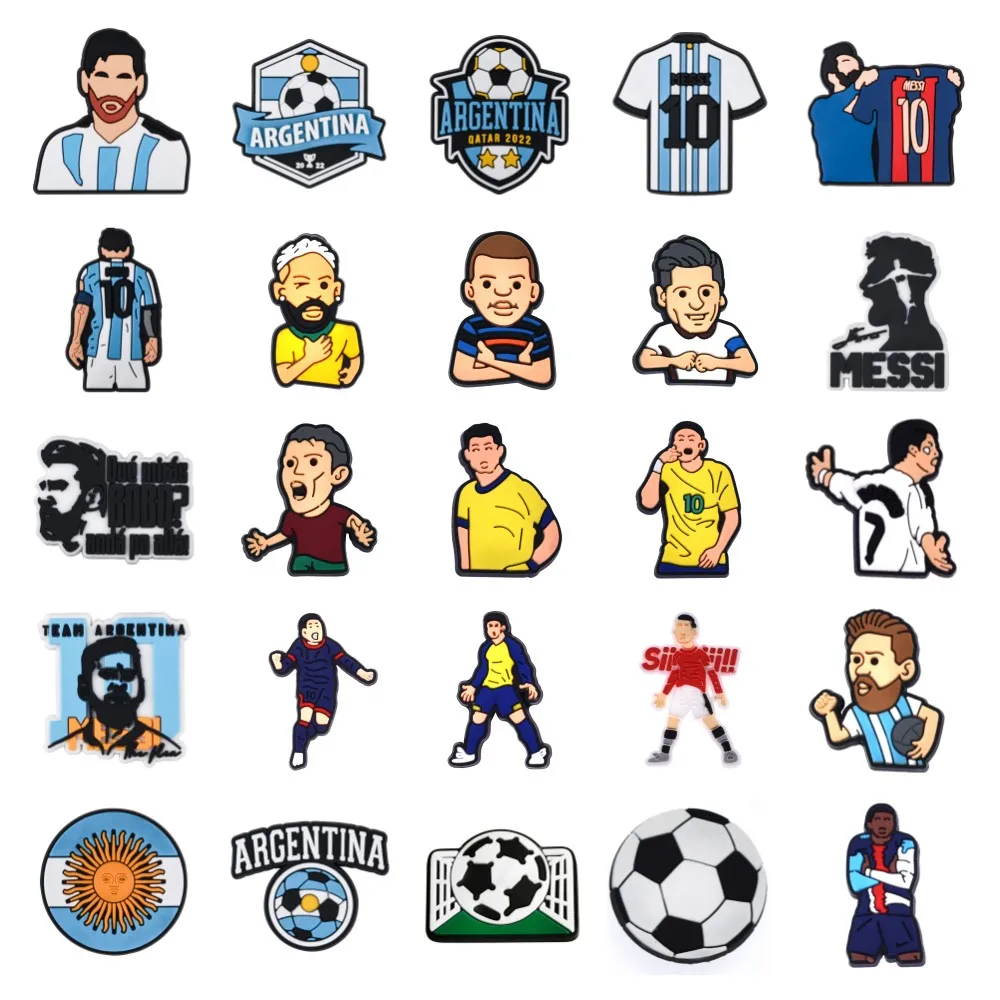 Argentina 10 PVC Football World Champion  Charms Shoe Decorations Clogs Sandals Wristband Accessories Women Men Party Gifts