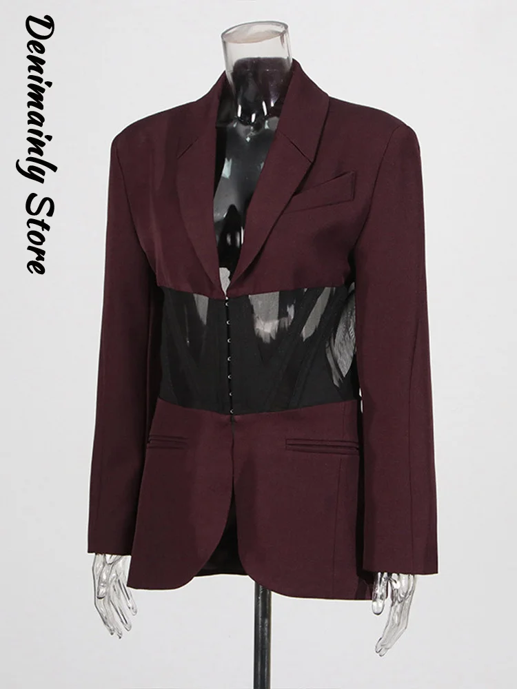 سترة نسائية شفافة على الموضة برقبة على شكل حرف v وأكمام طويلة وخصر نحيف سترة أنيقة للحفلات 2026 ملابس خارجية يومية للربيع للسيدات جديدة #6