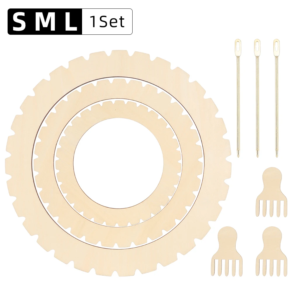 1szt Zestaw krosno dziewiarskie z drewna bukowego - Narzędzie do tkania Diy do rzemiosła, szydełkowania i koców - Jasnożółty, Rozmiary S/M/L