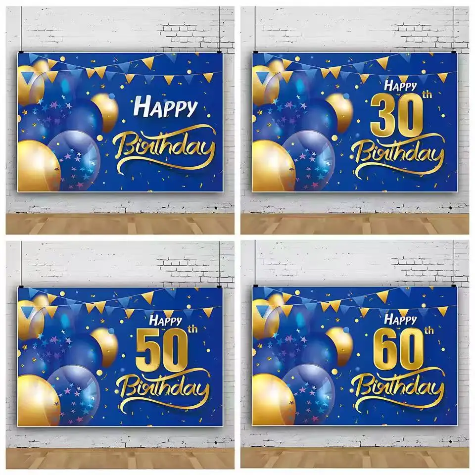 

New Blue Gold Balloon Glitter Birthday Background 304060 Birthday Party Decoration Banner Supplies Adult Photography Background