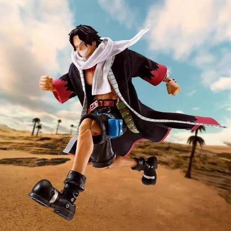 

17cm One Piece Ace Action Figure Posable Fire Fist Statue Cloth Robe, 4 Face Parts, PVC/ABS, Anime Desktop Ornament