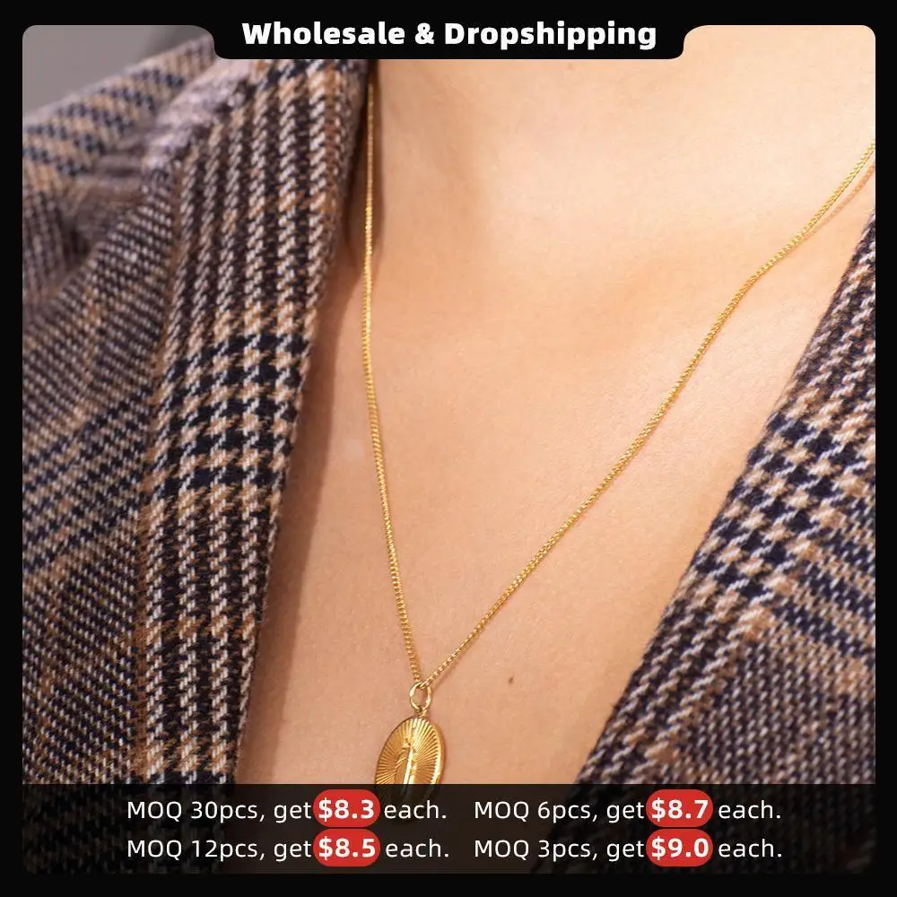 ENFASHION Metal Feather Choker Necklace Women Gold Color Stainless Steel Pendant Necklace Fashion Femme Jewelry Naszyjnik P3044