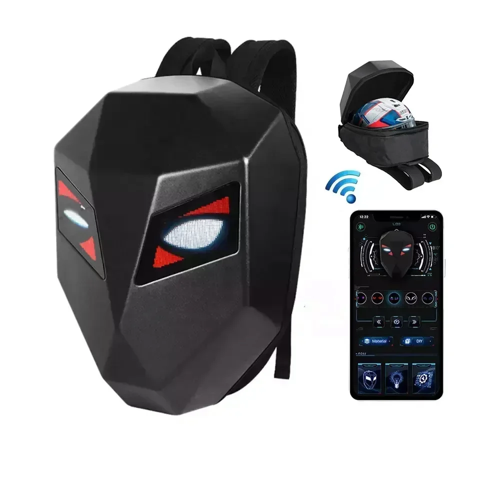 2025Men Knight Backpack Led Motorcycle Hot Christmas Gift Smart LED Backpack Gift with LED Display Dynamic Motorcycle Advertisin