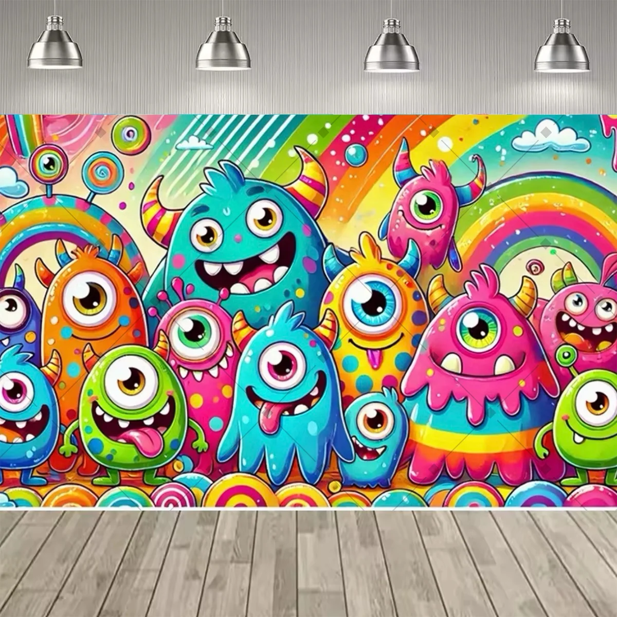 Cartoon-Monster Themenparty Dekorations-Hintergrund Monster Kindergeburtstag Party-Zubehör Deko-Banner Baby-Taufgeschenk – Detail 9