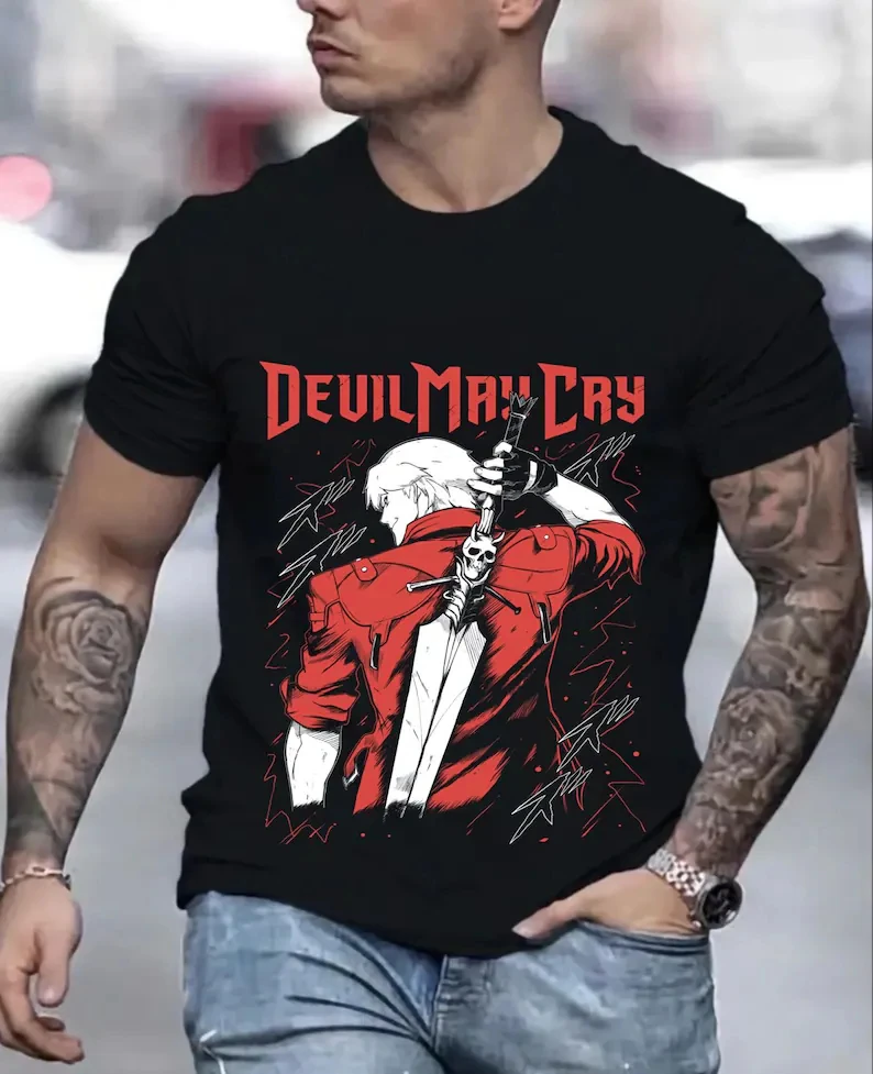 Devil May Cry T-shirt Vintage Loose Oversized Unisex Print T-shirts for Men Women Fashion Hip Hop high quality Comfortable soft