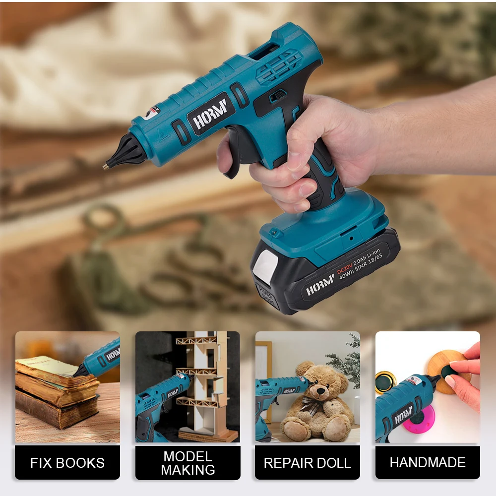 Hormy Electric Hot Melt Glue Gun Cordless 11mm colla Stick Hot Melt saldatura pistola ad aria calda strumento di riparazione fai da te per batteria Makita 18V