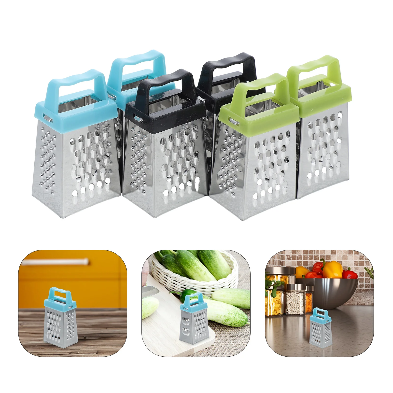 

6pcs Mini Cheese Grater Stainless Steel Handheld Slicer For Ginger Garlic Potato Carrot Kitchen Gadget Tool