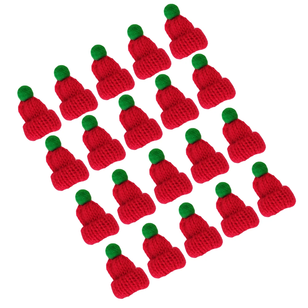 

20 Pcs Mini Santa Hat Christmas Decor for Kids Knitted Lollipop Claus Knitting Wool Xmas Child Bulk Hats