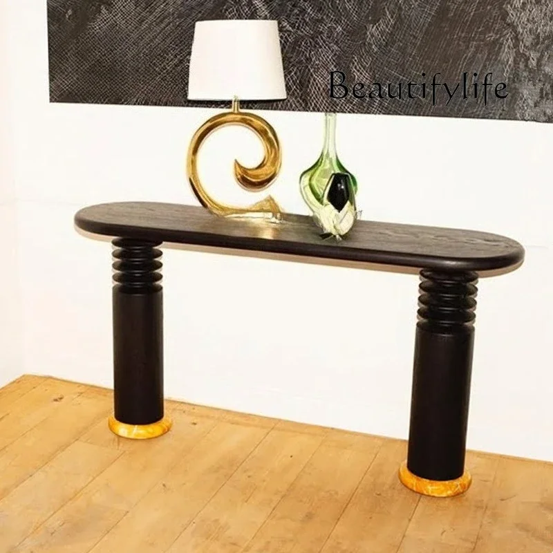 YY مصمم الحد الأدنى من العصور الوسطى الإبداعية شوان غوان تاي الرماد الإيطالي الخشب ضوء الممر الفاخر نهاية عرض الجدول تخزين حالة طويلة