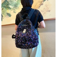 Women's Backpack New Trend Sequin Design Schoolbag Luxury Bolsas De Mujer Designer Sac A Dos Femme Anti Vol Brand Mochilas