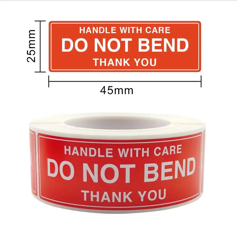 Handle with Care - Do Not Bend - Thank You Self Adhesive Shipping Warning Labels for Shipping Permanent Adhesive Fragile Labels