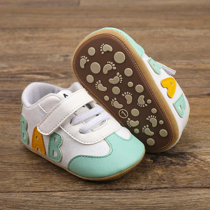 Baby Boy Girls Shoes Newborn Sneakers First Walkers Infant Toddler Anti-Slip Soft Sole Letter Print Newborn Baby Shoe 0-18 Month