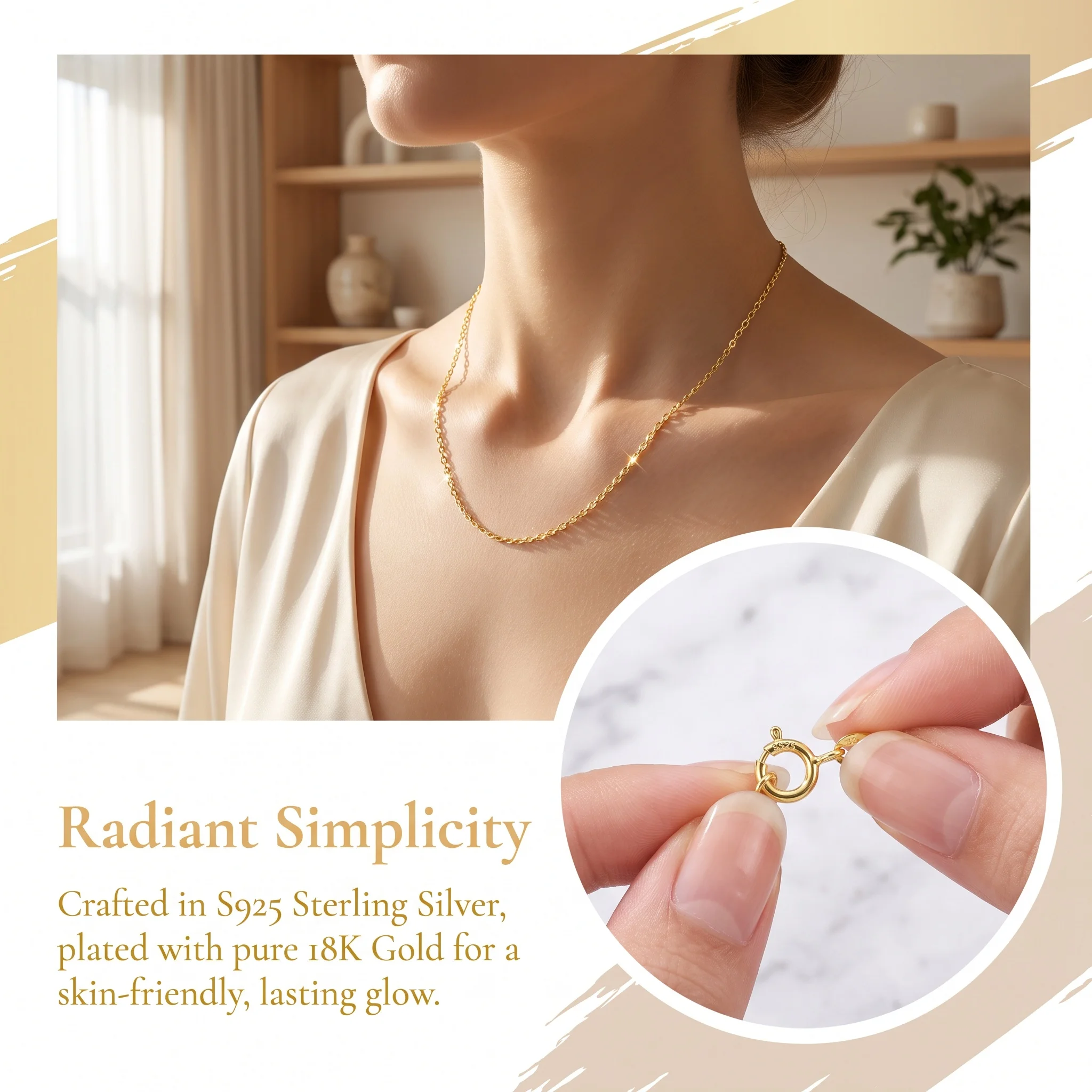 Limited edition 925 sterling silver 1.5mm glittering O necklace, 18-24 inches long