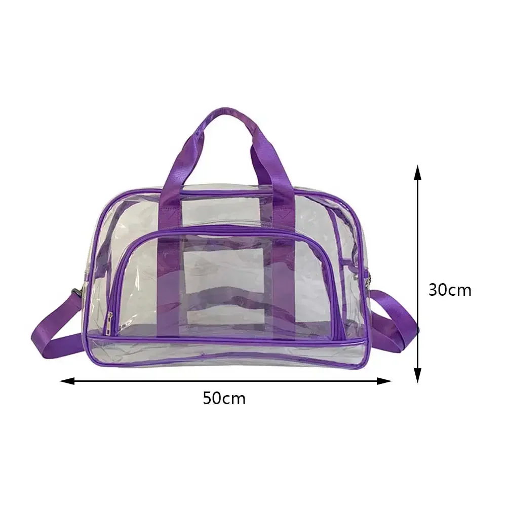 Transparent PVC Clear Travel Duffel Bag Women Men Travel Tote Handbag Waterproof Anti Theft Stadium Approved Sport Fitness Bag