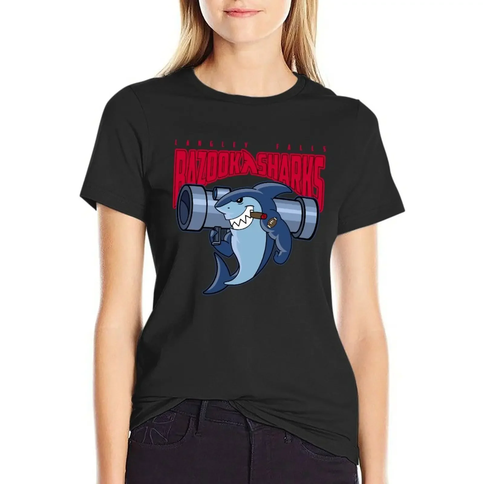 

Bazooka Sharks T-Shirt cute tops Blouse t shirts for Womens