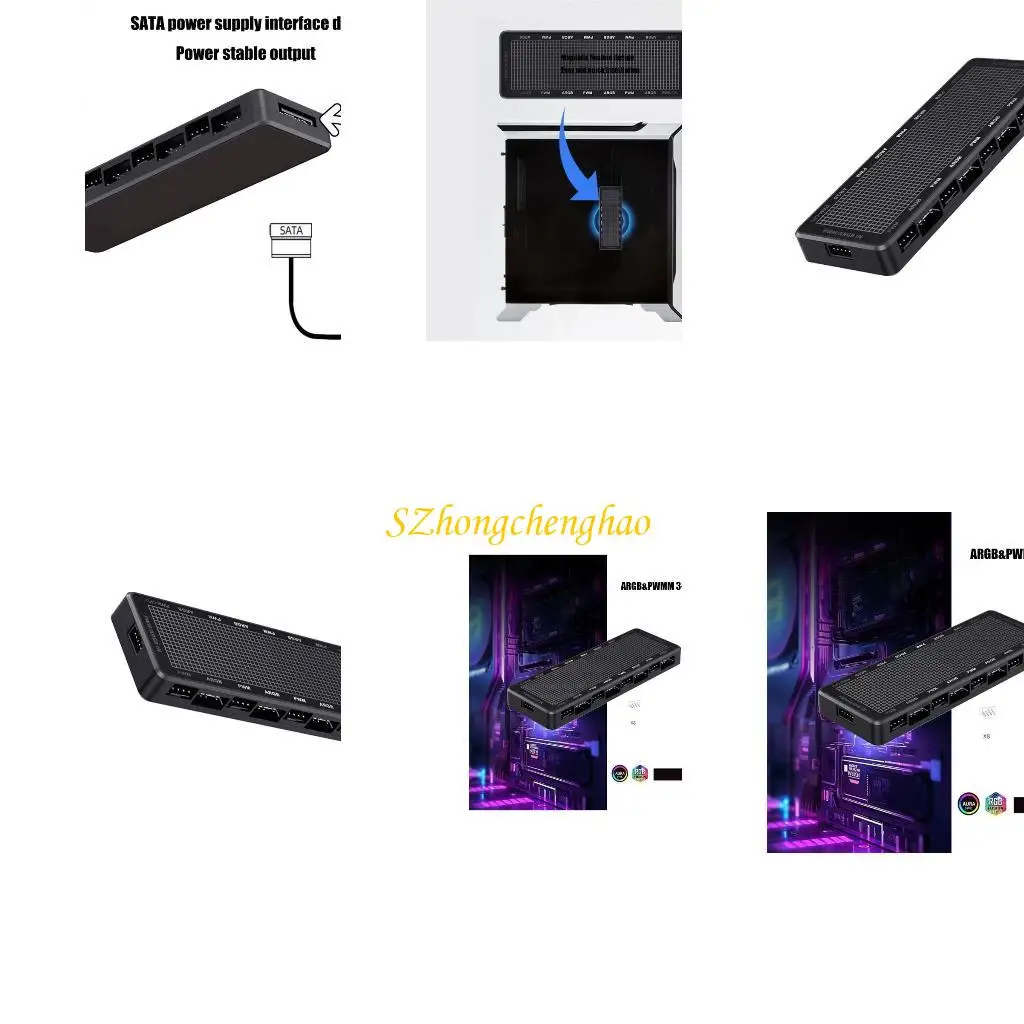 

LP8P PC ARGB PWM Fan Splitter Adapter 5V 3Pin ARGB Fan Lighting Control 4P PWM 601D