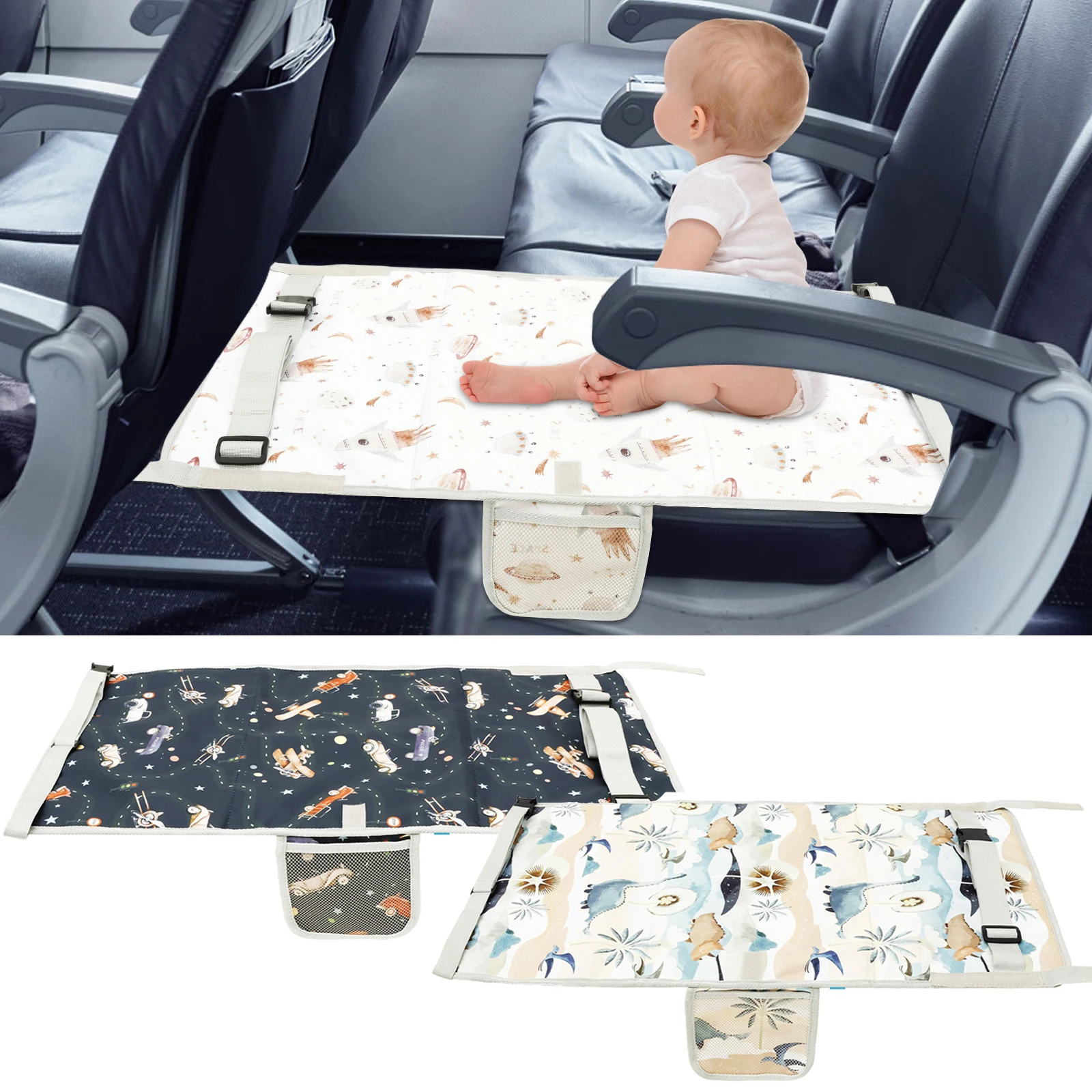 

Travel Airplane Bed Baby Pedals Bed Extender with Side Pocket Portable Toddler Foot Rest Hammock Kids Car Sleep Crib