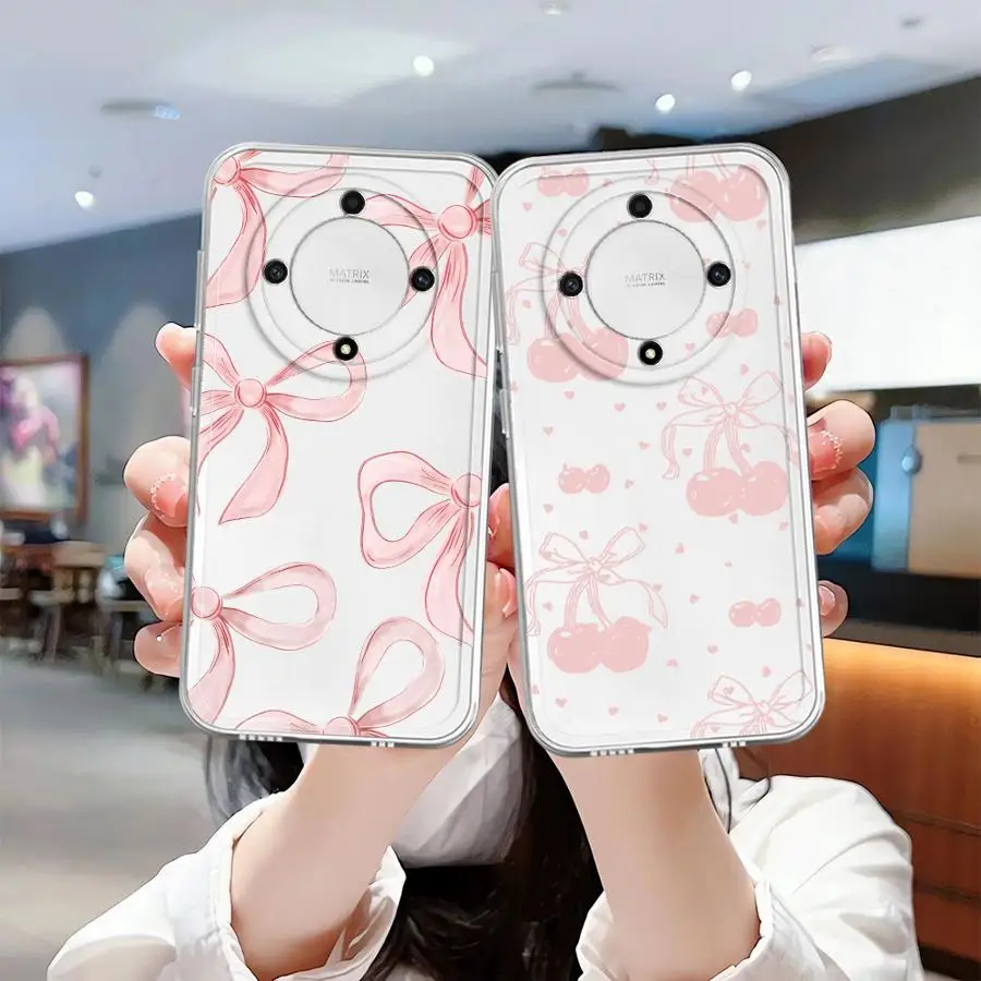 Case for Honor X8 X7b X8b X9a 90 Lite X9b X8a Soft Phone Cover Cute Pink Bow