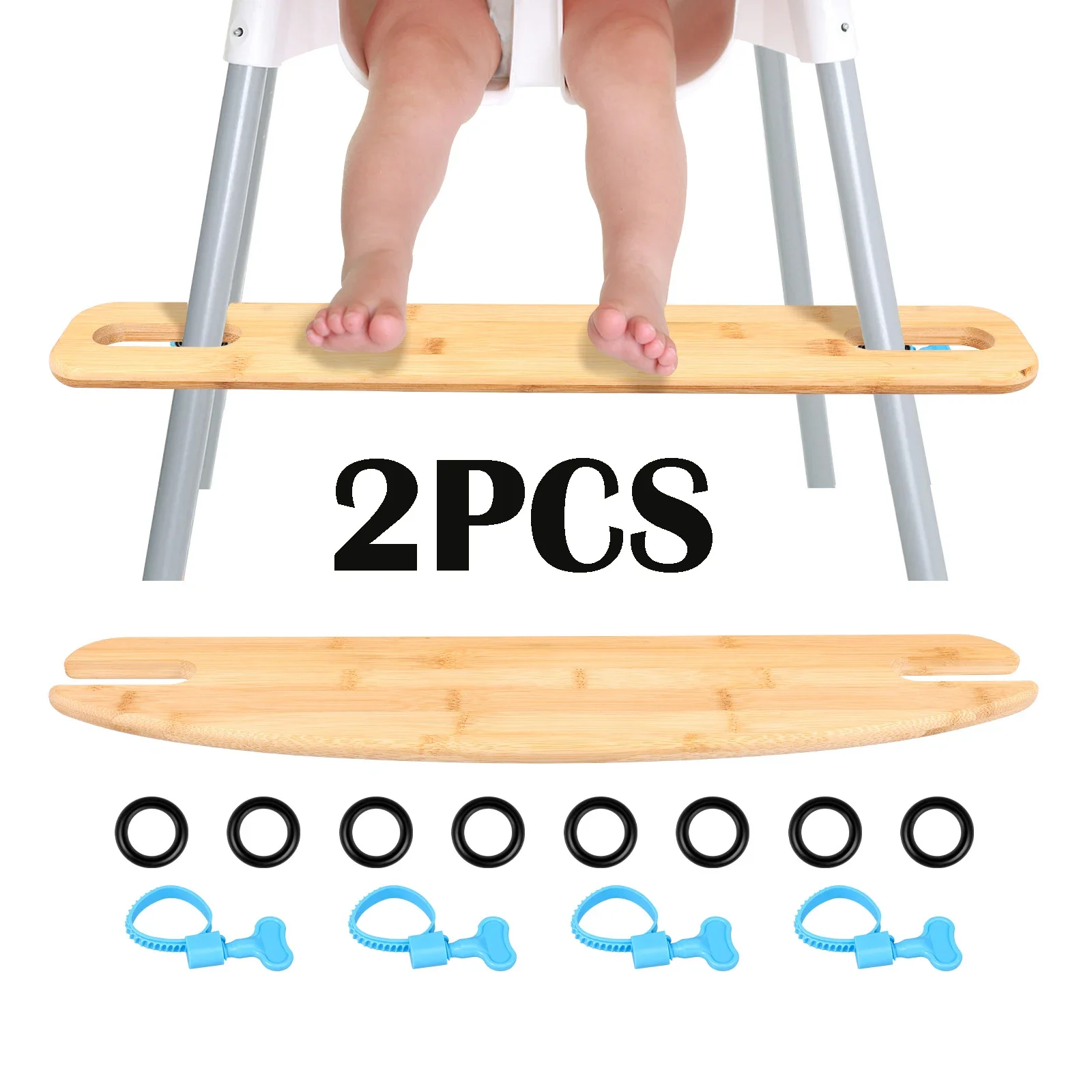 

2 шт. бамбуковых подставок для стульчика для кормления, легкая установка, регулируемая высота, педали для детского стульчика для дома и ресторана