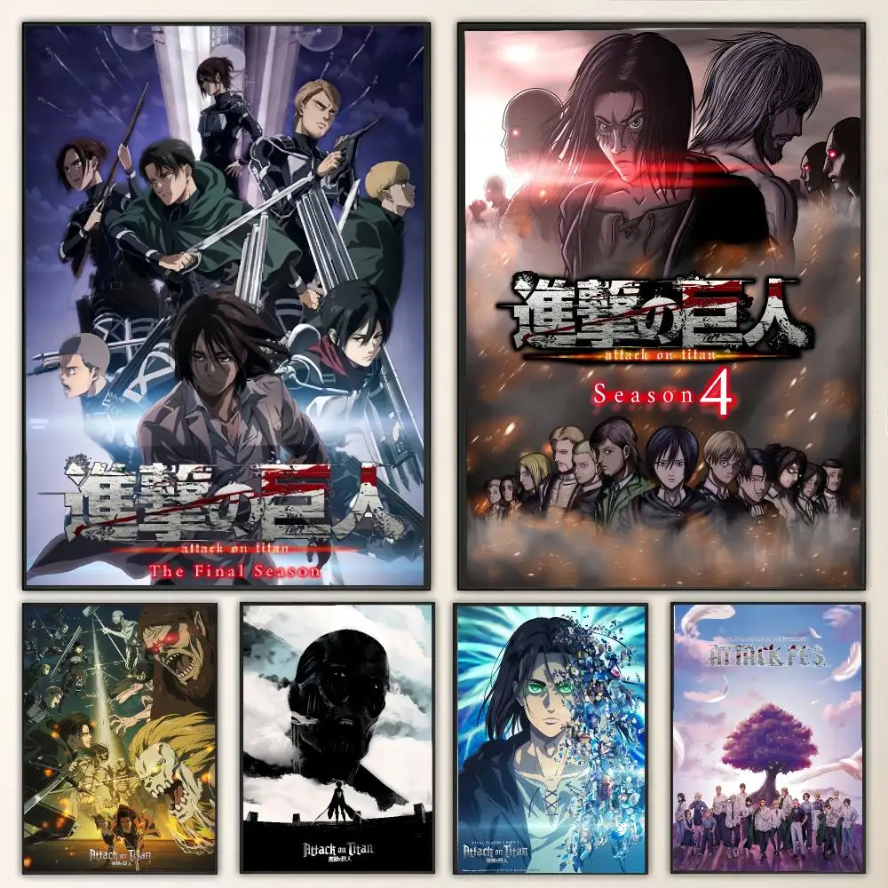 Anime A-Attack O-On Titan Painting Calligraphy Canvas Poster Wall Art for Living Room Bedroom Cafe Decor Gift