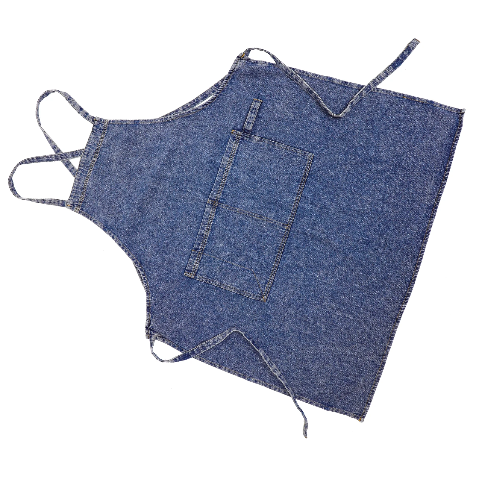 

Thickened Denim Apron Size 75cm*65cm Kitchen BBQ Studio Work Uniform Pocket Women Cooking Protector Washable Multifunctional