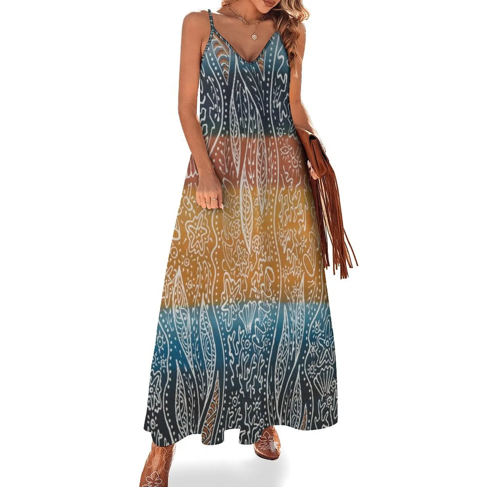 

Rainforest Meets The Reef Sleeveless Long Dress sensual sexy dress for women Cocktail of dresses Dress