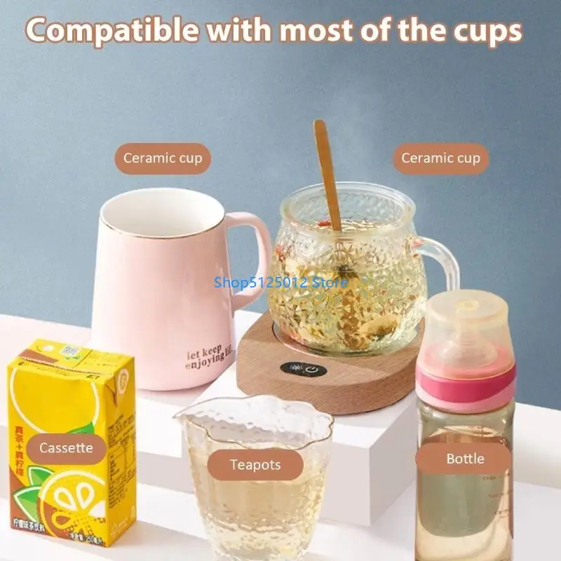 G8TC Automatic Cup Pad Electric Heating Coasters Electric Heating Cup Pad Temperature Control Cup Warmer Plastic Texture