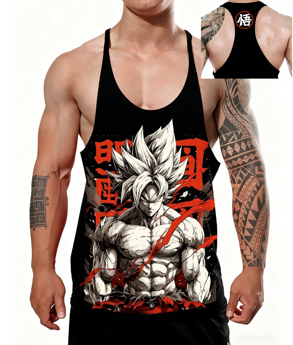 Neues Goku Herren-Tanktop, 100 % Baumwolle, Weste, japanischer Anime, Dragon Ball, schnell trocknend, ärmellos, Unterhemden, Fitness, Muskelaufbau-Top