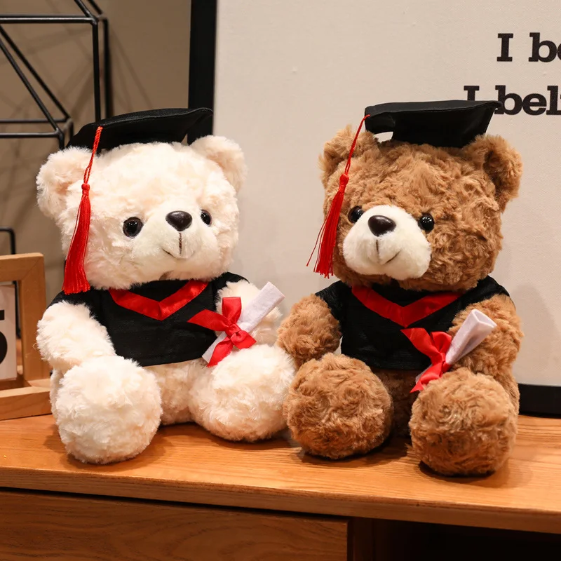 25cm Cute Dr Bear Doll Graduation Teddy Bear Ornaments, with Cap and Gown, for Kindergarten, School Graduation Gift, Party Favor