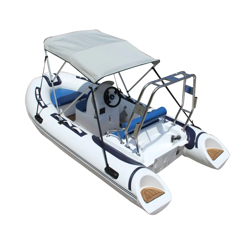 Direct factory 3.9m small dinghy inflatable rib boat with fiberglass hull sunshade