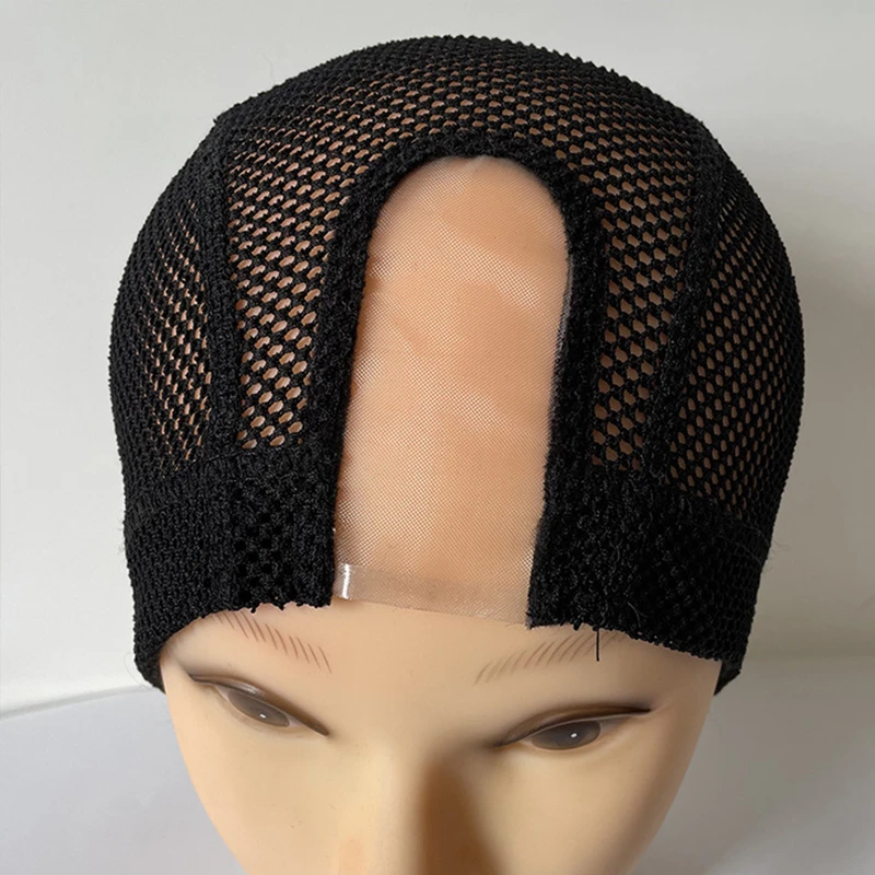 1PC 2X4 inch U part MONO/Lace Spandex Mesh Dome Wig Cap For Making wig Elastic Dome Mesh Cap small holes Dome caps for men women