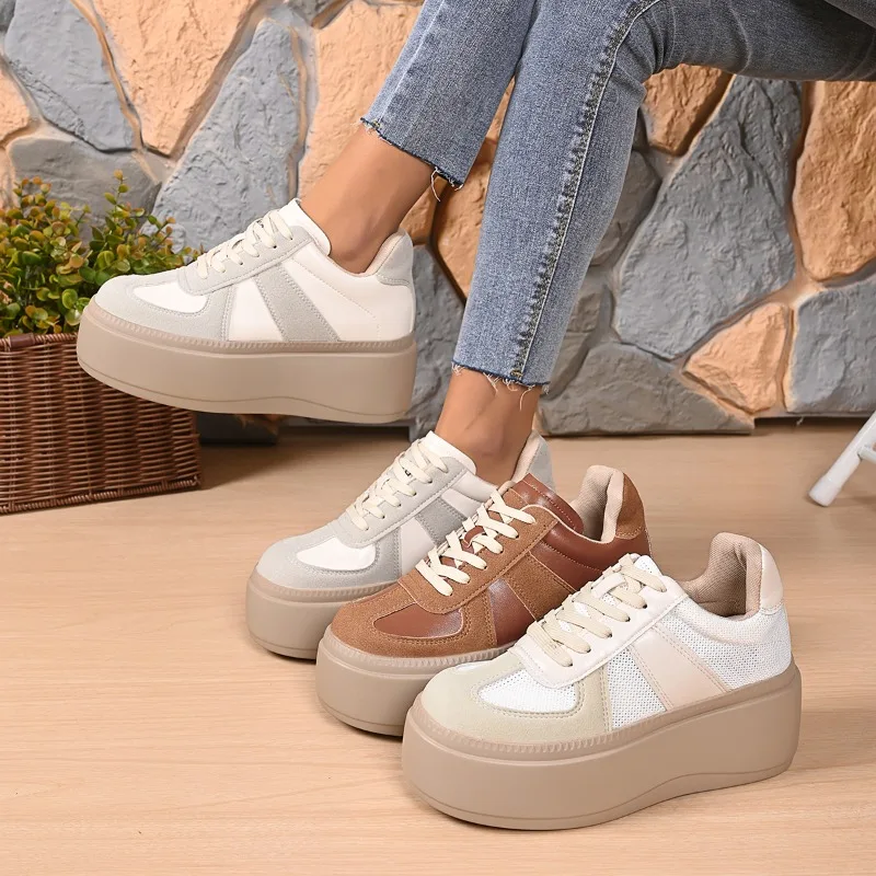 

2025 New Women's Casual Thick Bottom High Top Sneakers Breathable Mesh Increase Shoes High Quality Shoes Женская Обувь