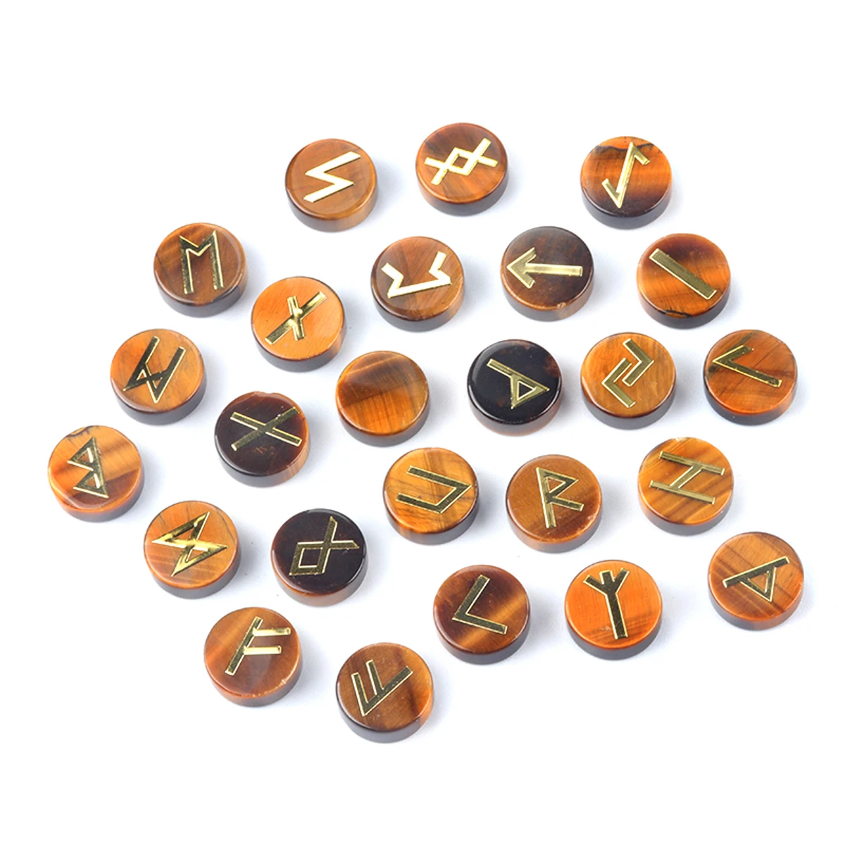 25pcs/set Natural Stone Crystal Agate Lun Letter Perforated Round Plate Healing Gemstone Home Stone Decorations Ornaments