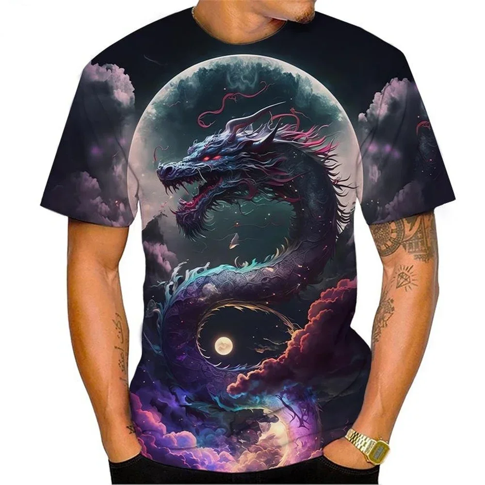

Animal Graphic T Shirts Short Sleeve Tops Gym T-Shirt Man Korean Popular Clothes Round Neck 3D Printing T-Shirt Gothic Clothing