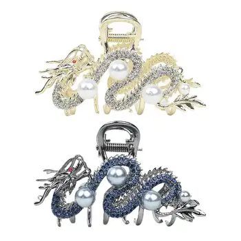 2024年新款中國龍年髮夾髮飾,女士女孩紅色珠子金屬水鑽髮夾時尚飾品 D3K6 10 最佳銷售 龍髮飾品 - №2