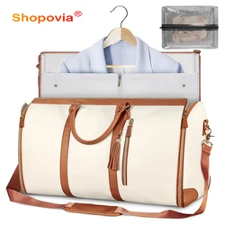 2024 Multifunctional Folding Clothes Storage Bag Women Large Capacity Duffle Bag Outdoor Sport PU Waterproof Luggage Travel Bag