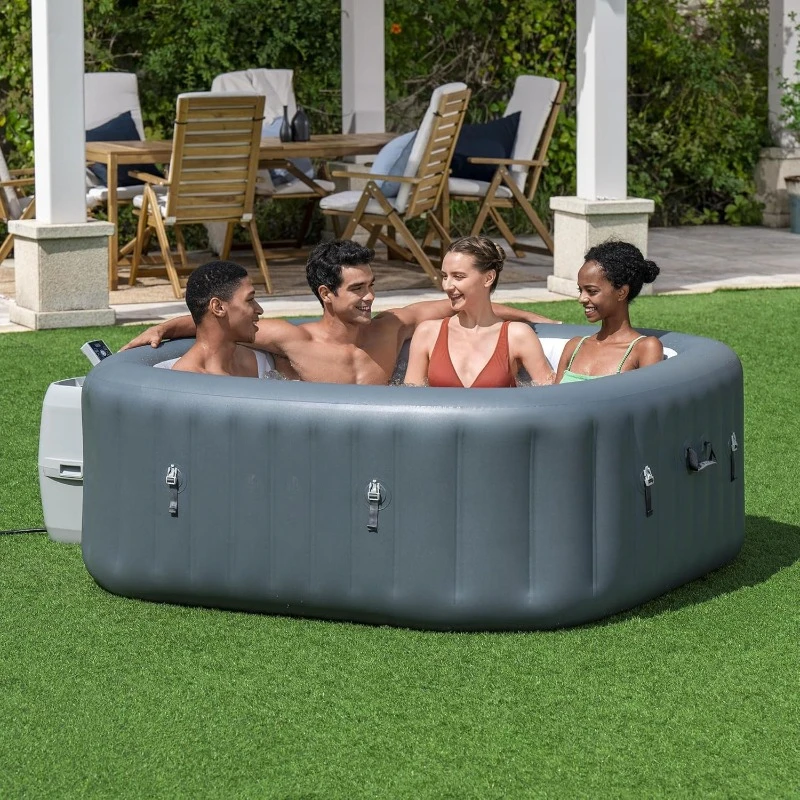 4-6 Person Inflatable Outdoor Hot Tub w/ 114 Jets & Cover