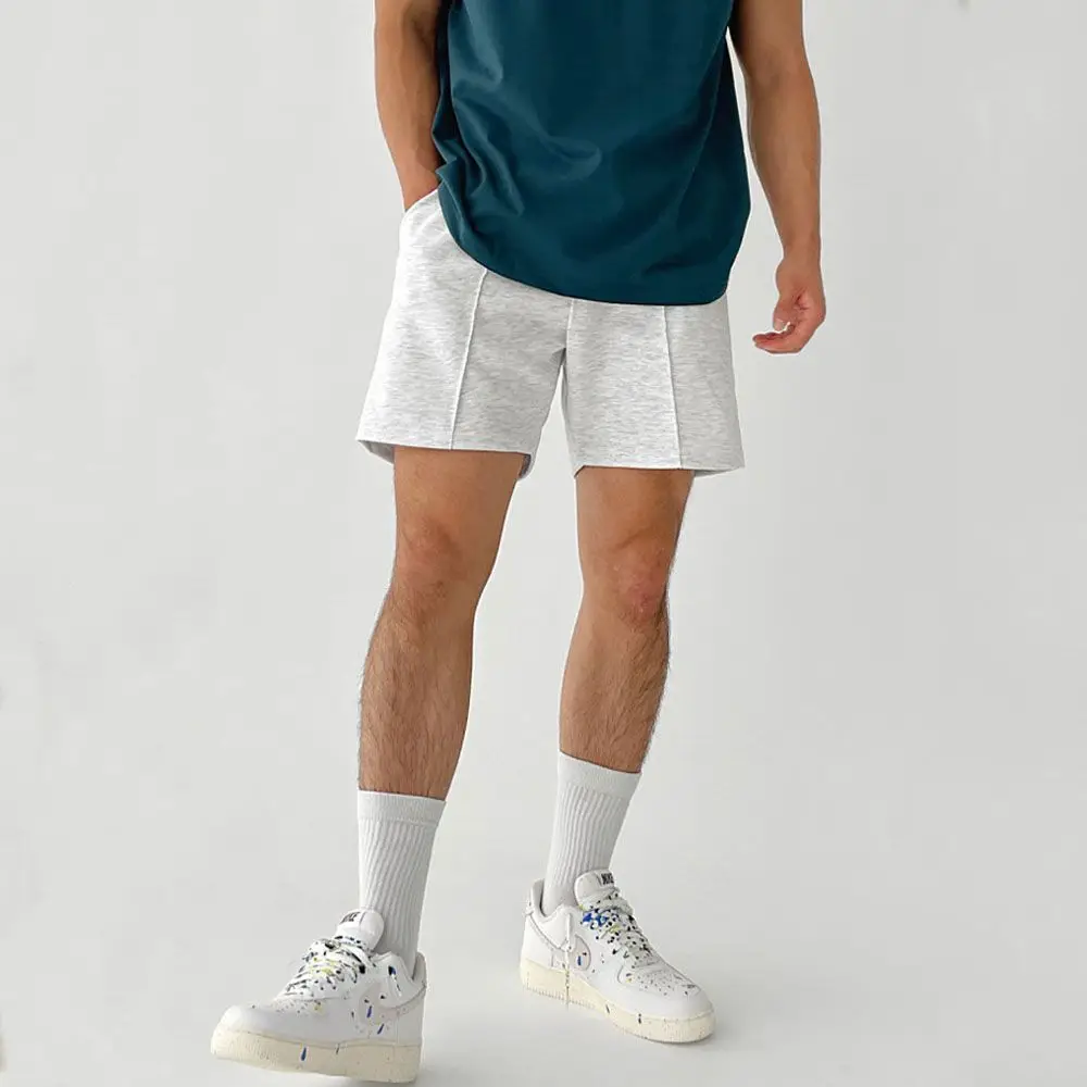 Corredores elásticos de algodão masculino, moletom esportivo virilha aberta, calção de basquete curto, streetwear casual, verão