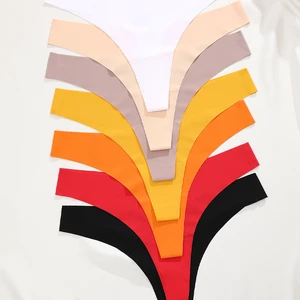 سراويل داخلية غير ملحومة من الحرير المثلج للنساء ، سراويل داخلية على الخصر على شكل V ، سلسلة G قابلة للتنفس ، منخفضة الارتفاع ، 10 ألوان أحادية اللون ، 6 قطع أعلى 8 سراويل ثونغ ضبطت - No3