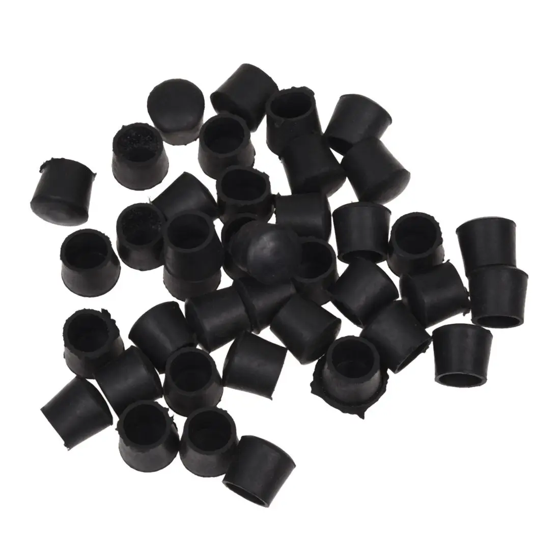 40 Pcs Black Rubber Chair Table Feet Pipe Tube Tubing End Caps 14mm