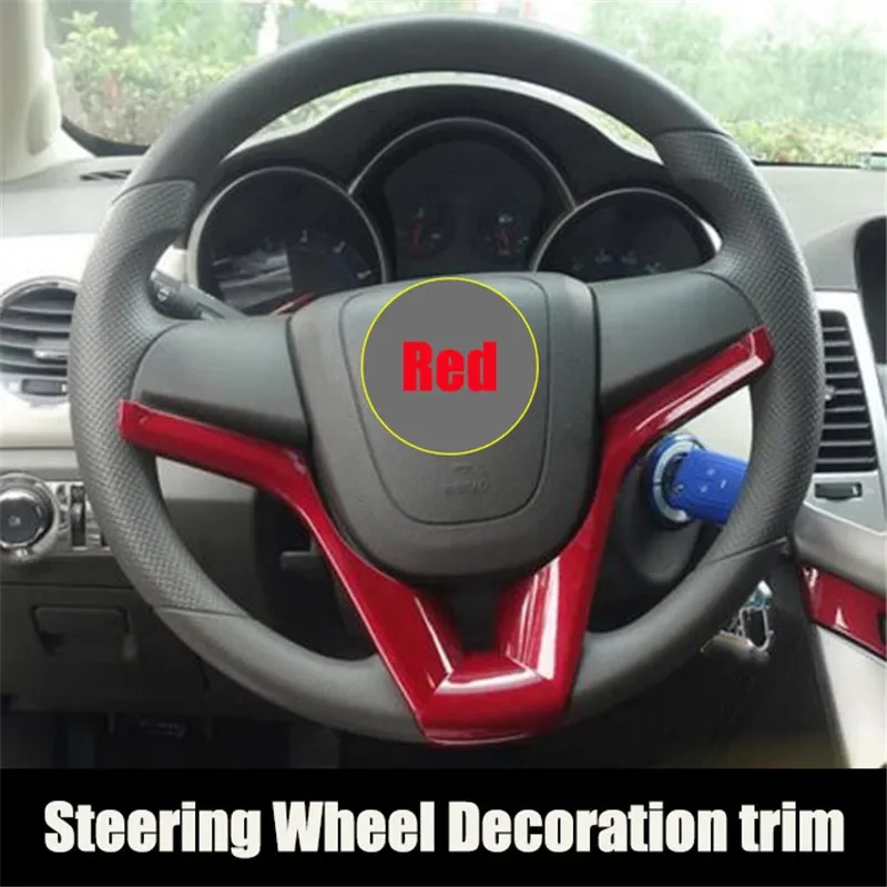 For Chevrolet Cruze Trax Tracker Sedan Hatchback 2009-2015 Car Steering Wheel Trim Cover Chrome Sticker Accessories