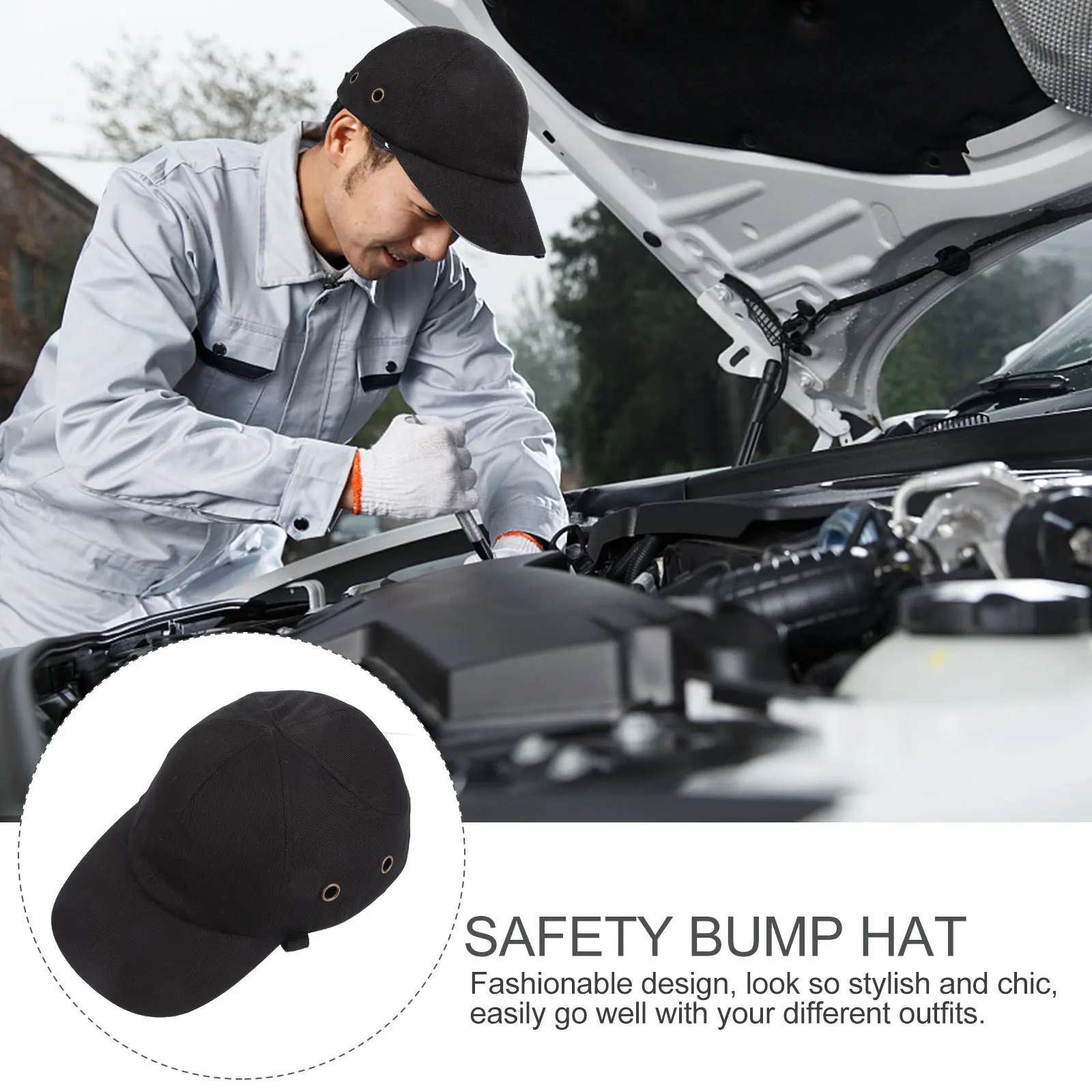 

Adjustable Safety Bump Hat Lightweight Head Protection Cap For Outdoor Work Cycling Construction Site Use