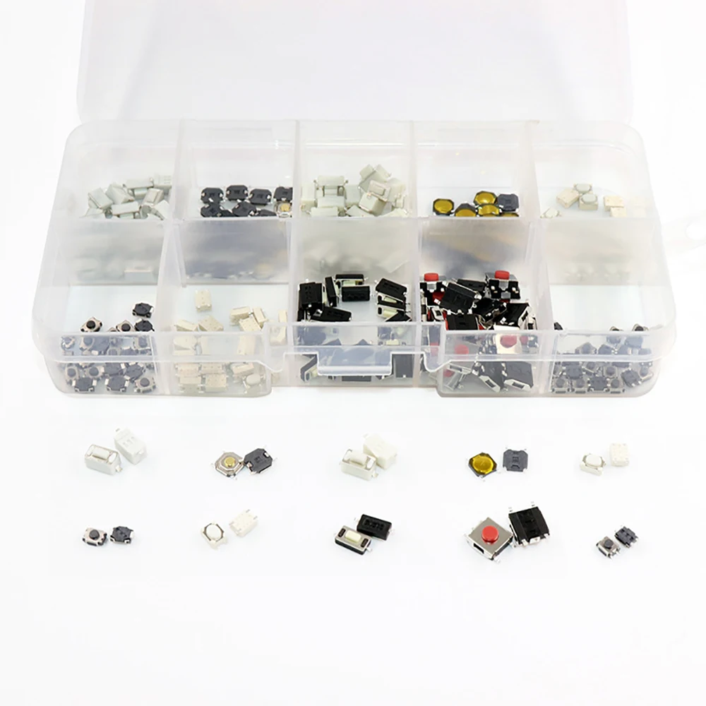 250PCS/1 Set 10-Types Tactile Push Button Switch Car Remote Control Keys Button Touch Micro Switch Locksmiths Essential Tools
