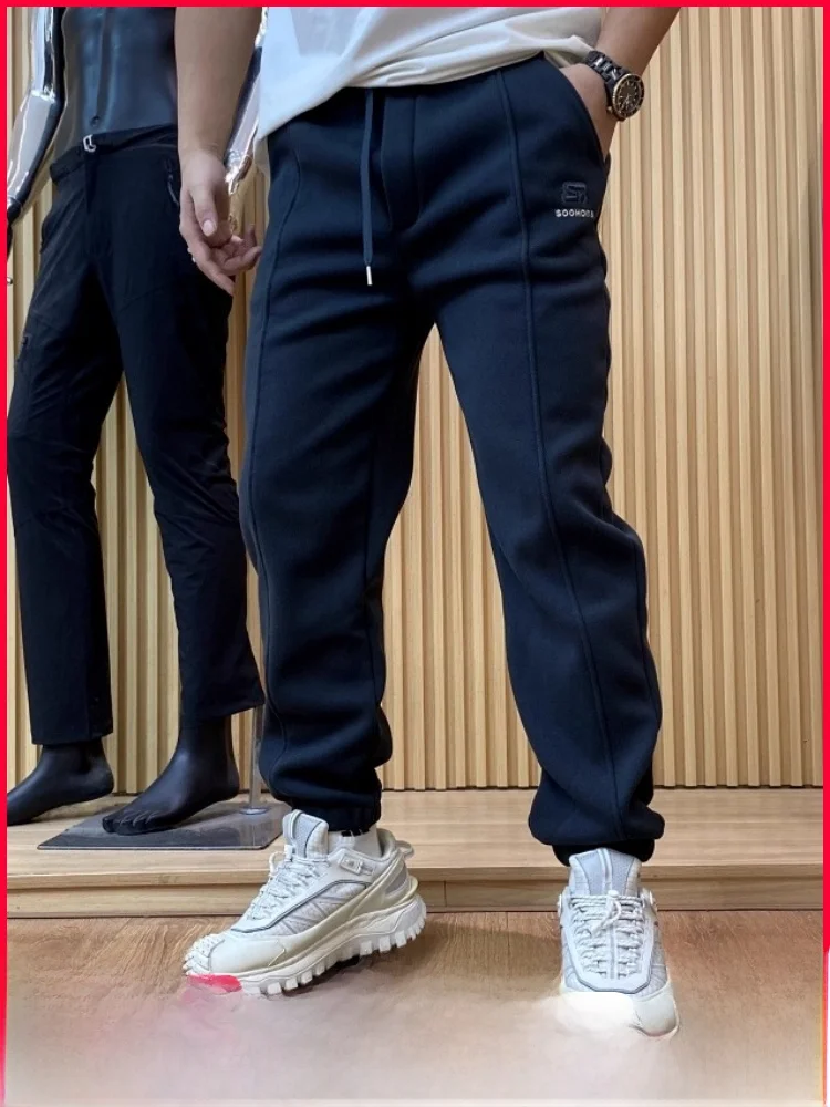 

Men's Winter Thiened Fce Lined Casual Sports Warm Sweatpants Long Trousers Trendy Outdoor Large Order Comfortable Loose Fit
