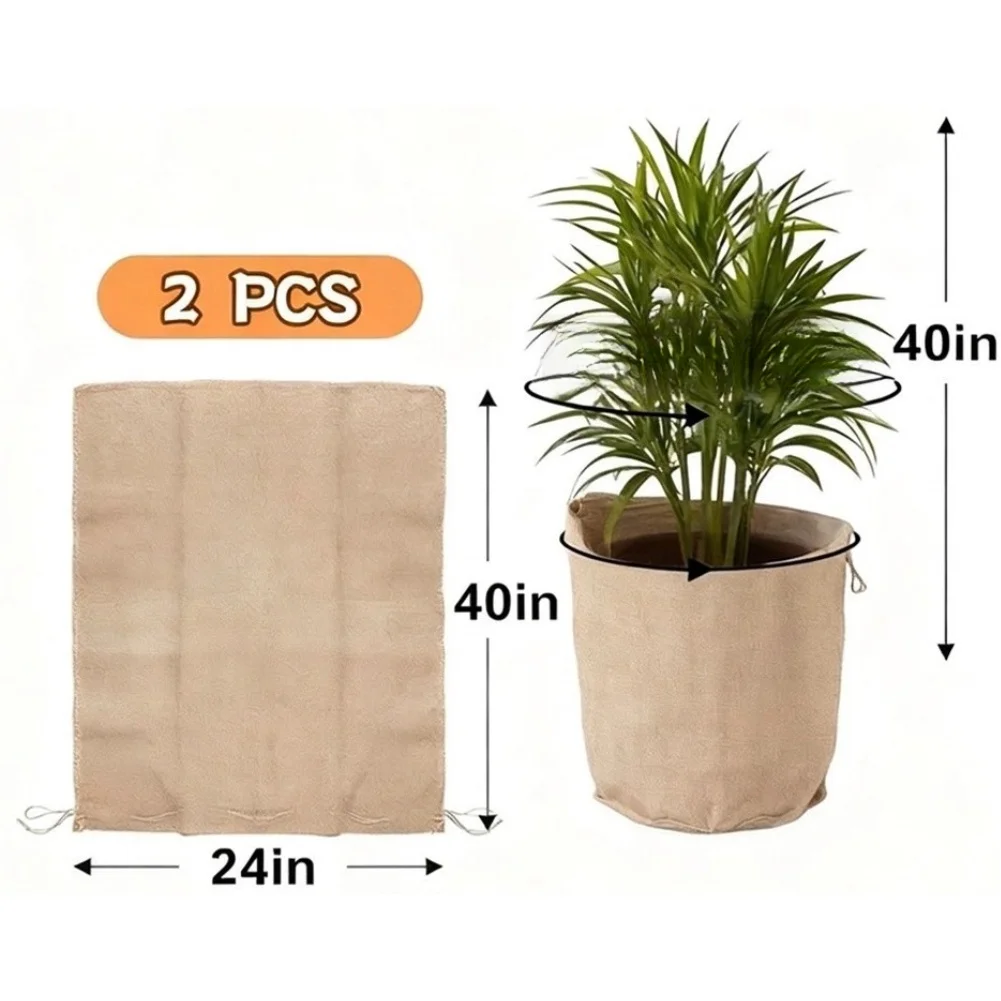 Breathable Reusable Winter Plant Frost Wrapper Fabric Wrapper Drawstring Design Outdoor Potted Shrub Tree Garden Cold Protection