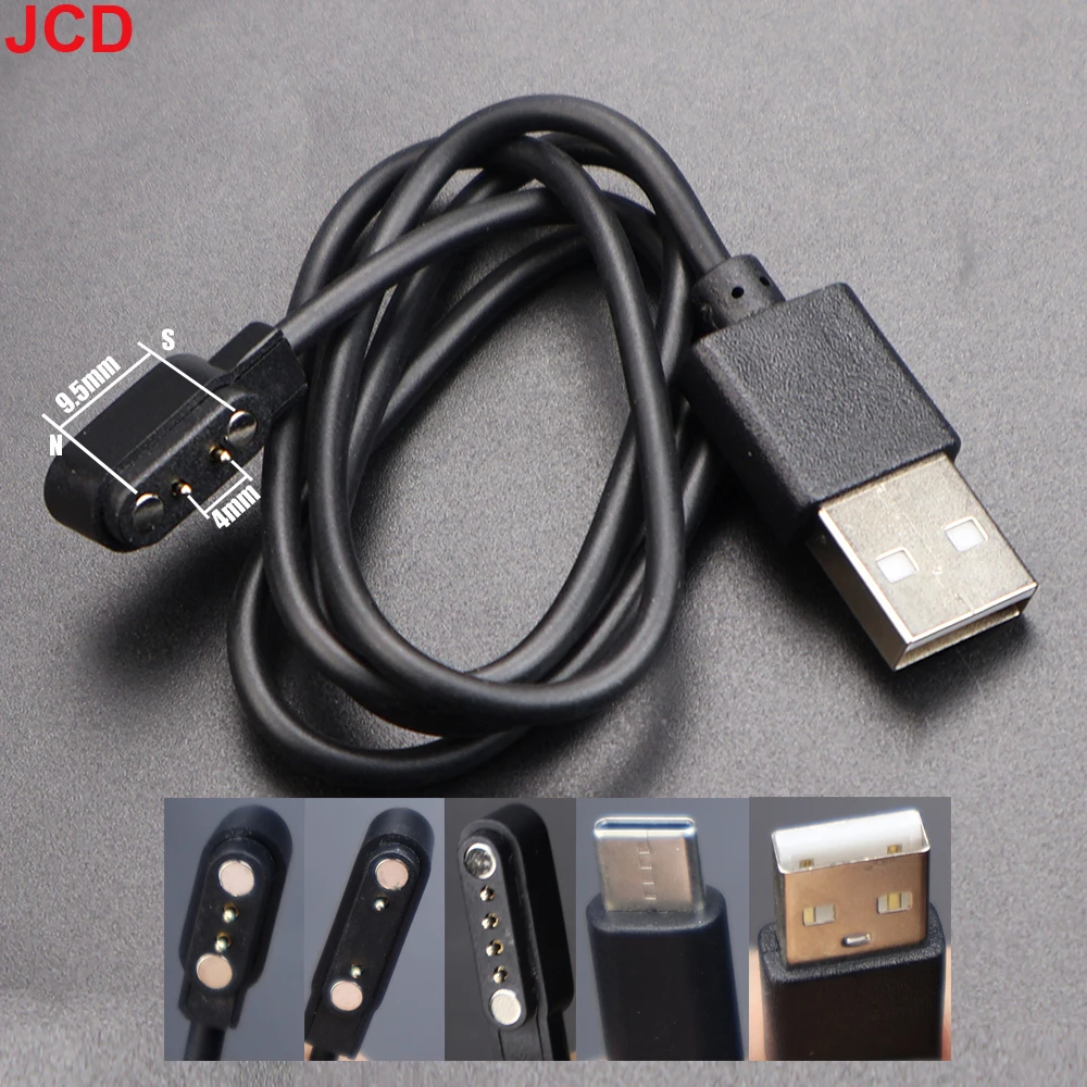 1pcs Magnetic Charge Charging Cable For Smart Watch For 2/4Pin 2.5/2.8/3/4/7.62/8/9mm Distances Type-C USB Power Charger Cables