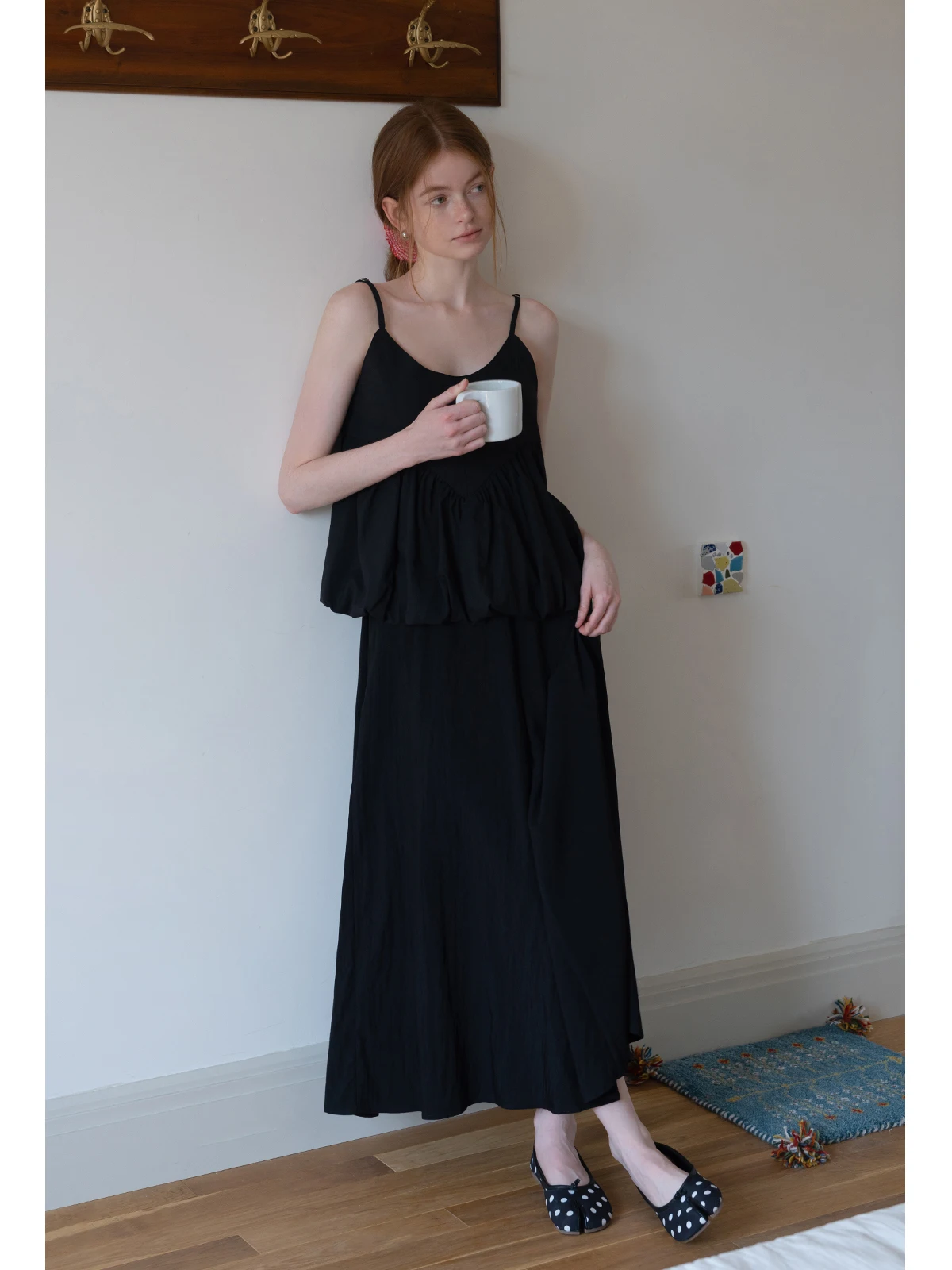 

Eggka High Waist A-Line Umbrella Skirt Pure Color Elastic Waist Texture Sensation Summer Casual Leisure f Skirt