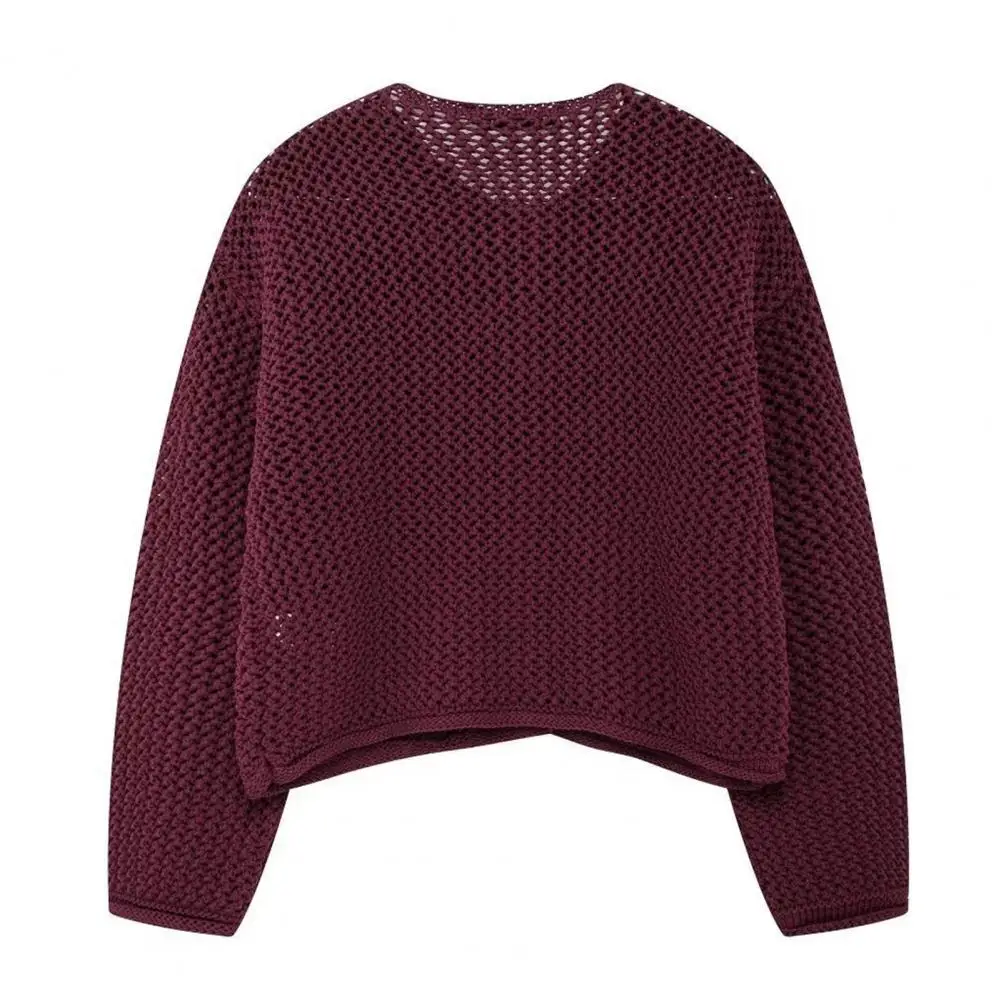 

Women's Lantern Sleeve Hollow Knitted Cardigan Winter Clothes Woman Fashion 2025 Autumn Lady Jackets Sweater Cardigan
