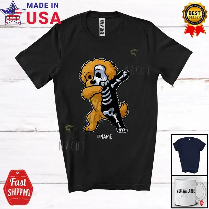 

Custom Name Dabbing Cockapoo Skeleton; Joyful Halloween Costume Family T-Shirt